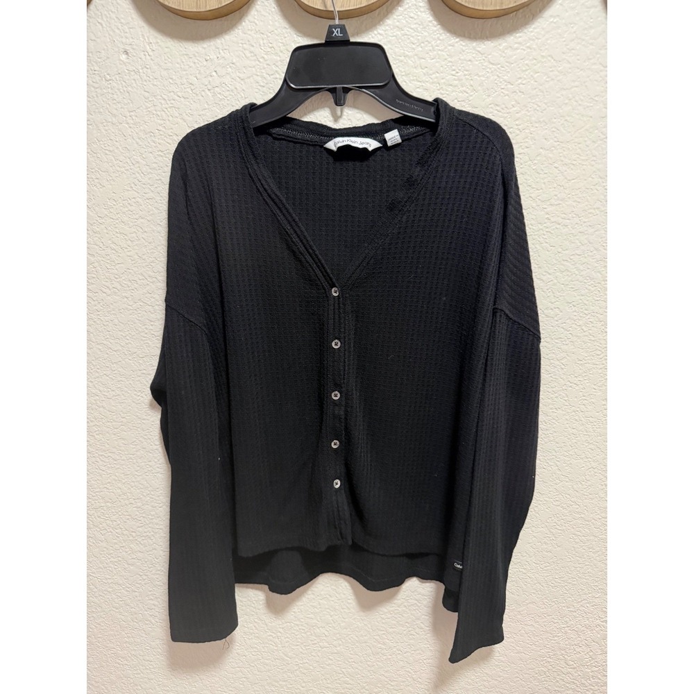 Calvin Klein Black Blouse Long Sleeve Size M